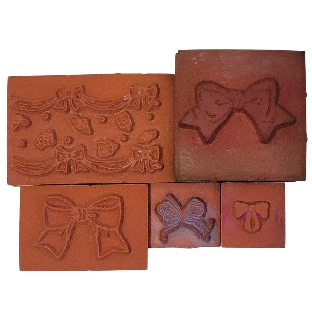 VTG Bow Rubber Stamp Set 5‎ Pc Foam Crafts Scrapbooking Card Making Bundle Lot